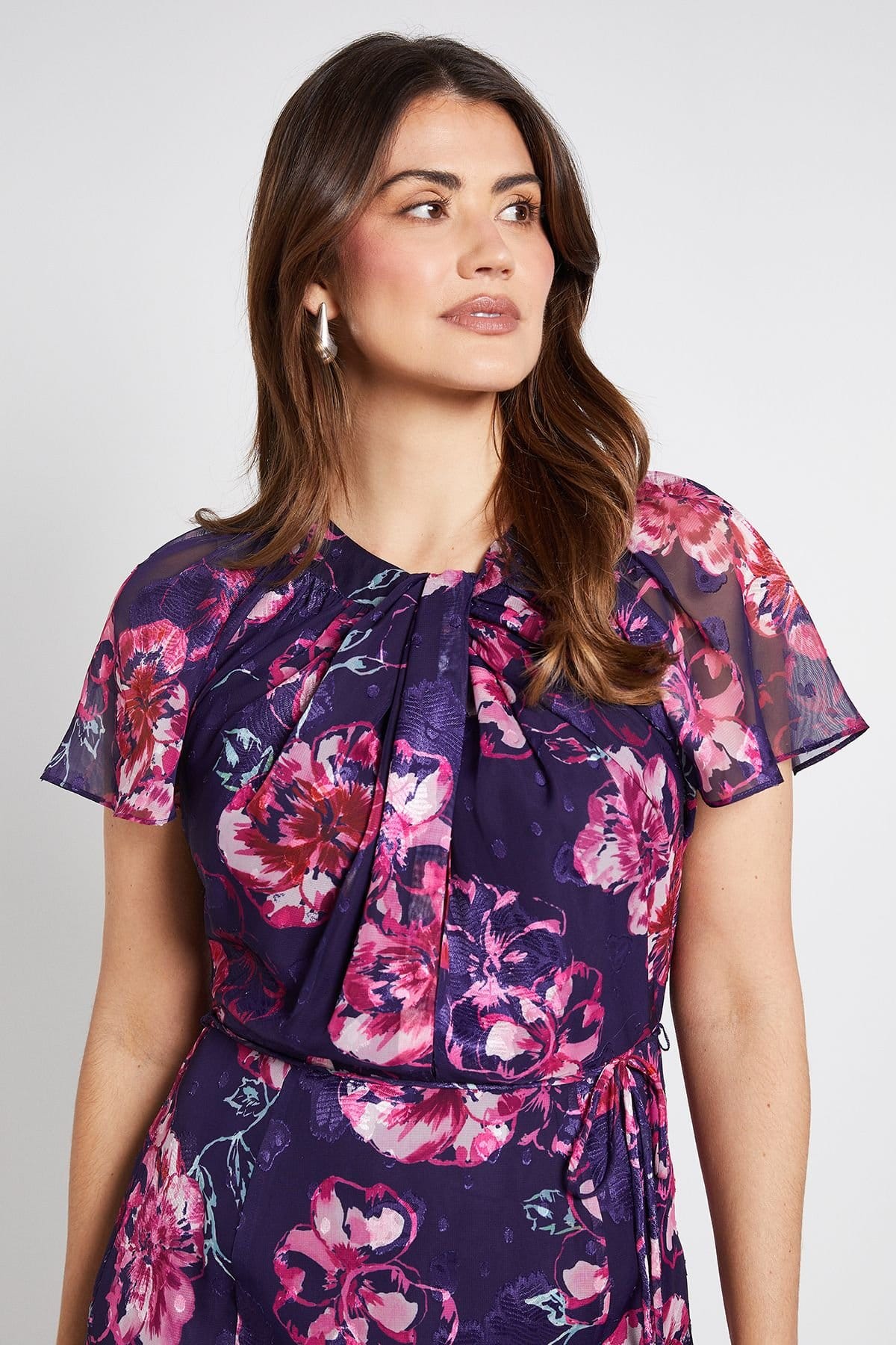 Wallis Wallis Women's Floral Burn Out Twist Midi Dress in Navy - 4