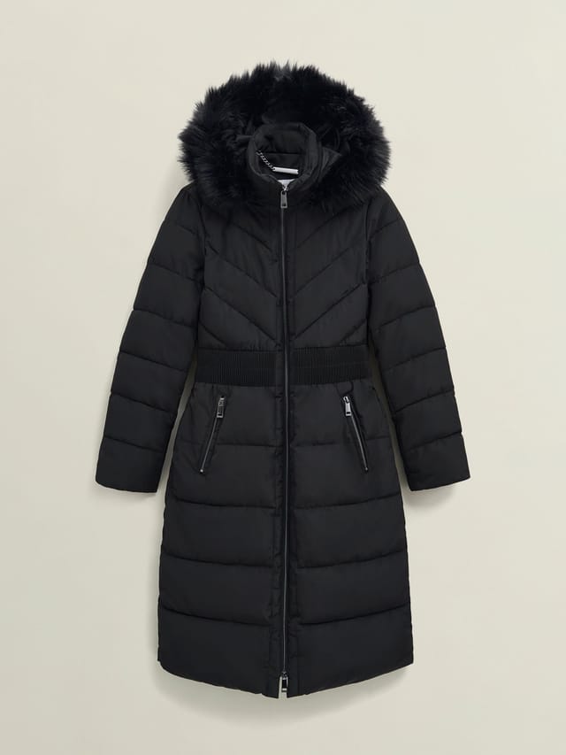 Hobbs London Hobbs London Women's Amalie Longline Puffer Coat in Black - 2