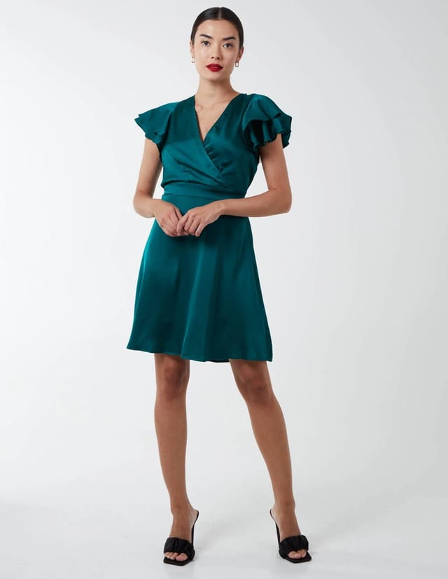 Blue Vanilla Double Angel Sleeve Wrap Dress - 3