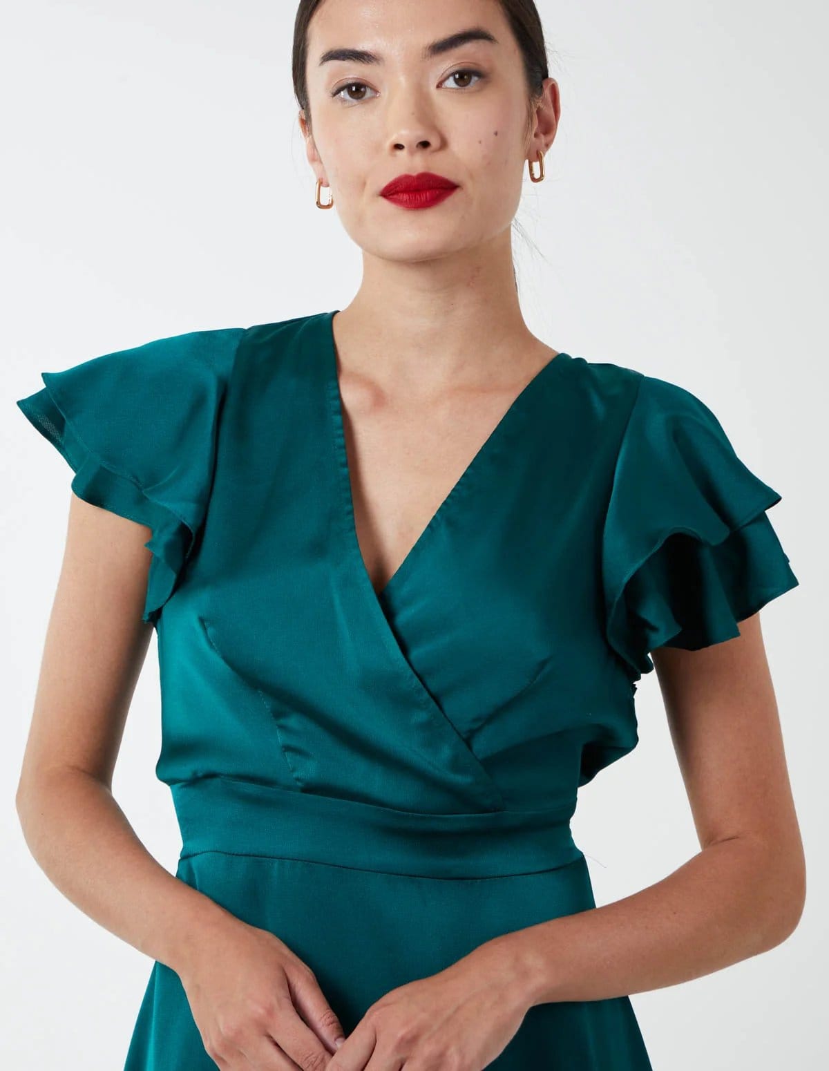 Blue Vanilla Double Angel Sleeve Wrap Dress - 4