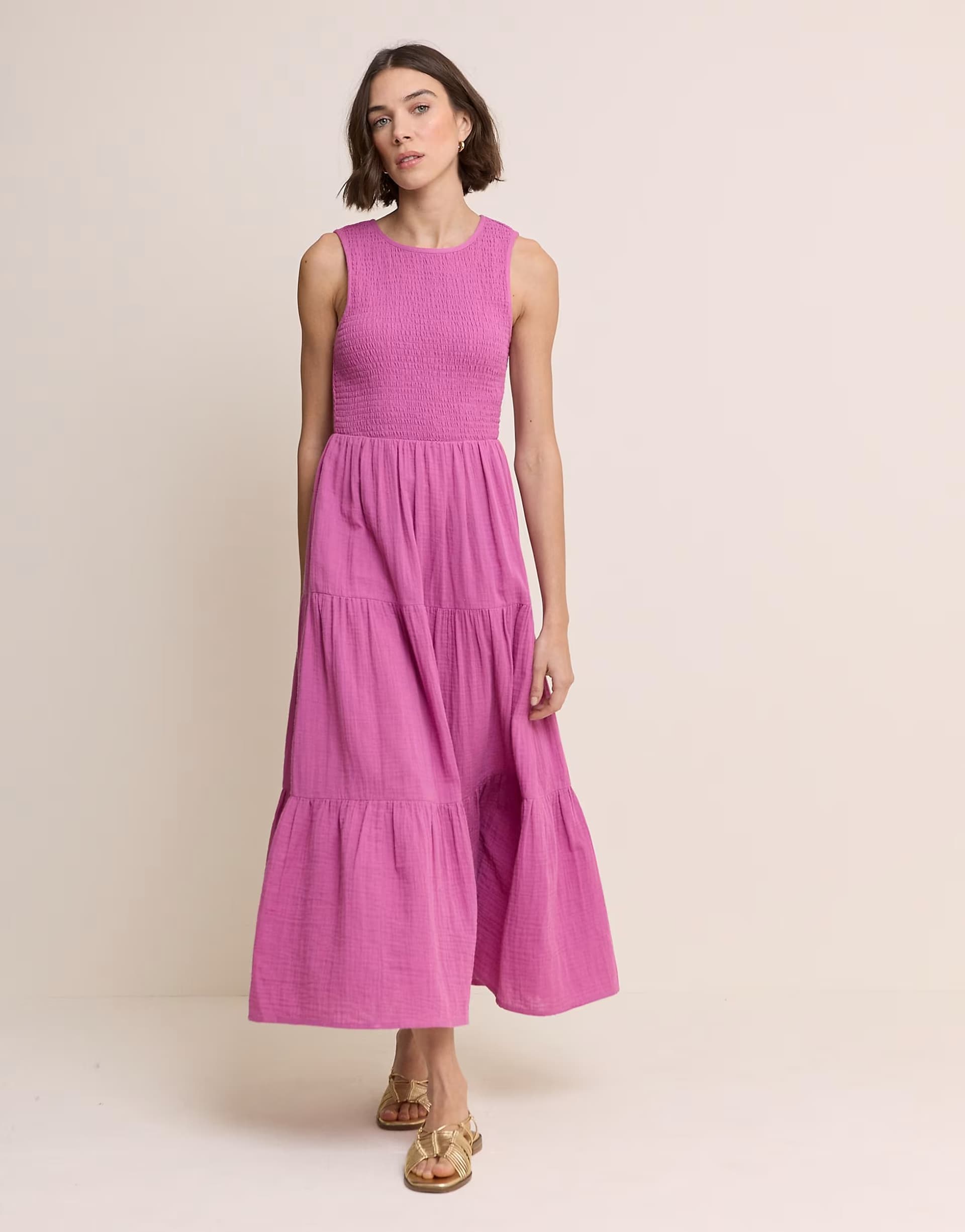 ASOS Nobody's Child Charlie cotton rich shirred bodice tiered maxi dress in purple