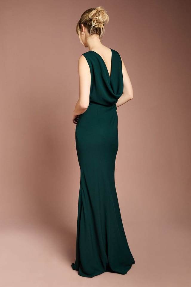 Coast Coast Women's Honoured Sleeveless Cowl Back Maxi Bridesmaid Dress in Emerald - 3