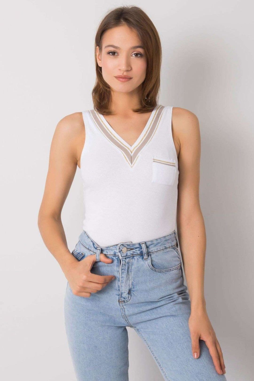 Love Lace White Heart Neckline Sleeveless T-Shirt