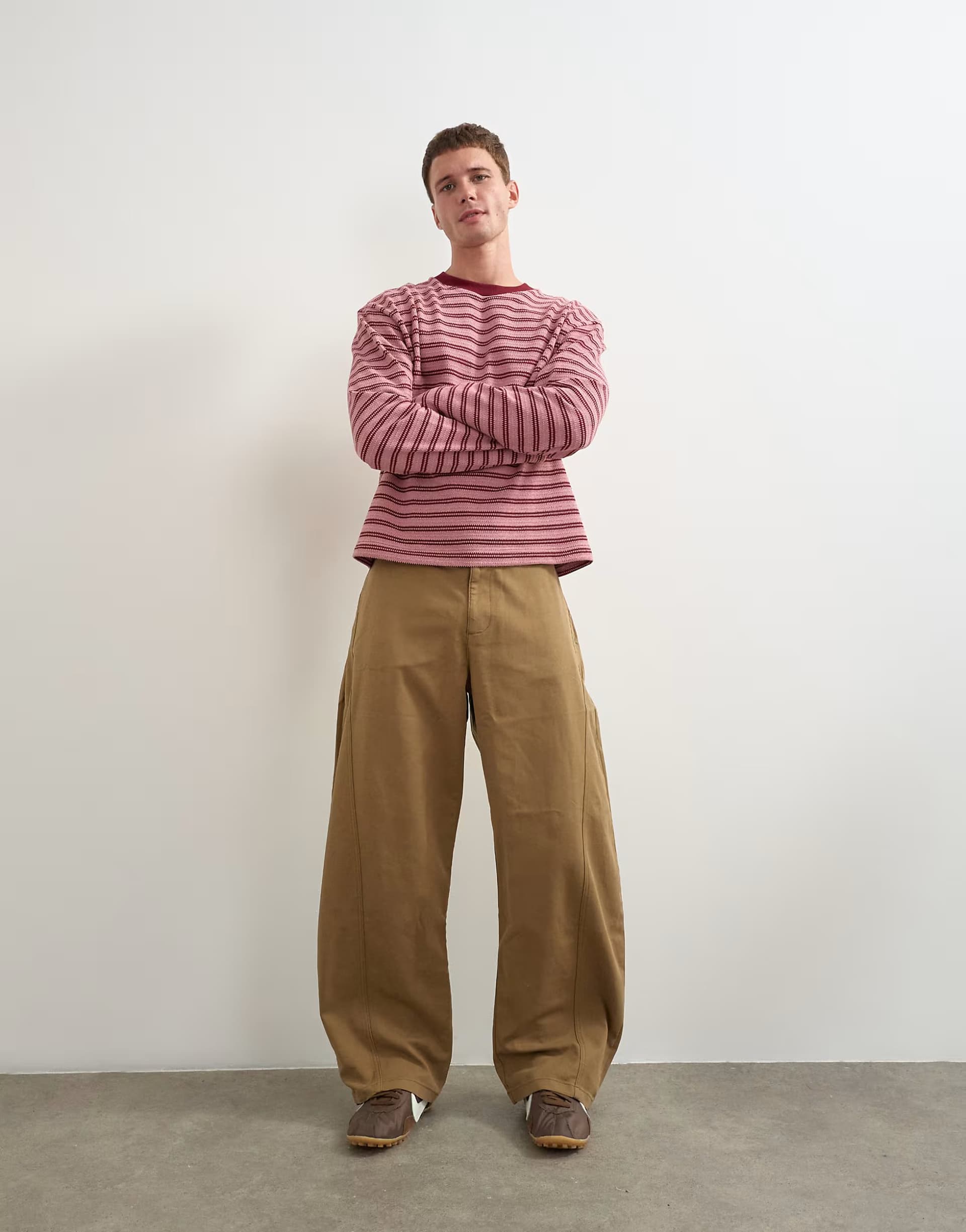 ASOS Topman barrel fit trouser in tan