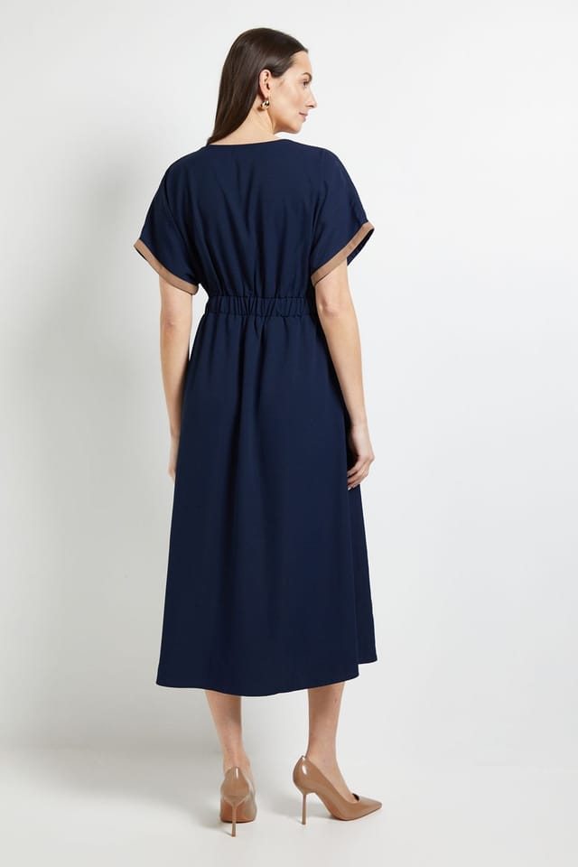 Principles Principles Women's Tailored Contrast Fit & Flare Midi Dress in Navy - 3