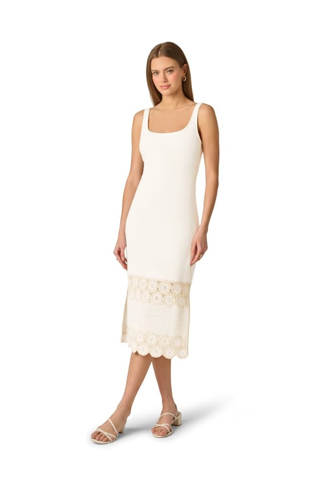 Adrianna by Adrianna Papell Adrianna by Adrianna Papell Women's Crochet Sheath Midi Dress in White - 2