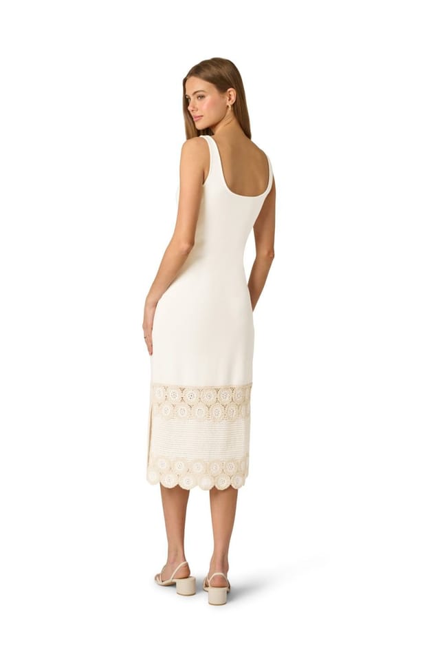 Adrianna by Adrianna Papell Adrianna by Adrianna Papell Women's Crochet Sheath Midi Dress in White - 3