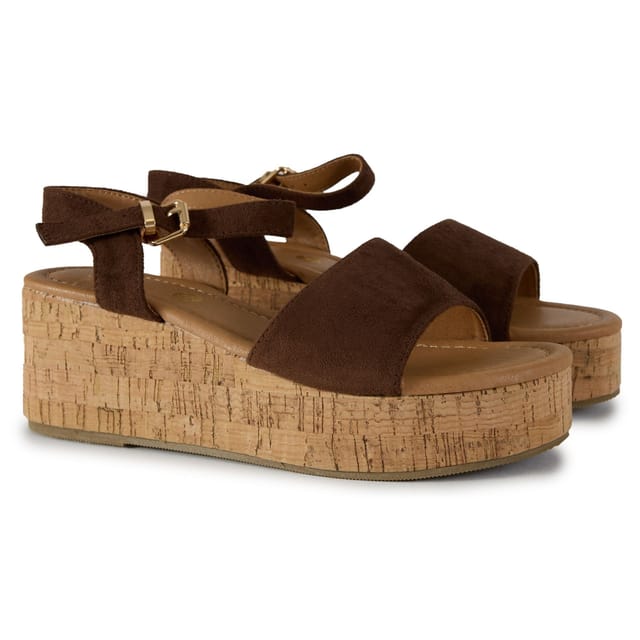 V.GAN V.GAN Women's Gotu Cork Wedge Sandals in Brown - 2