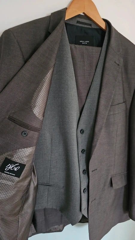 New Look Men's Grey Slim Fit Suit 44R