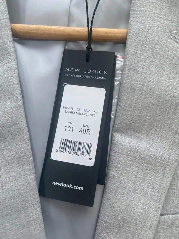 New Look Men’s grey skinny fit blazer suit jacket 40R brand new