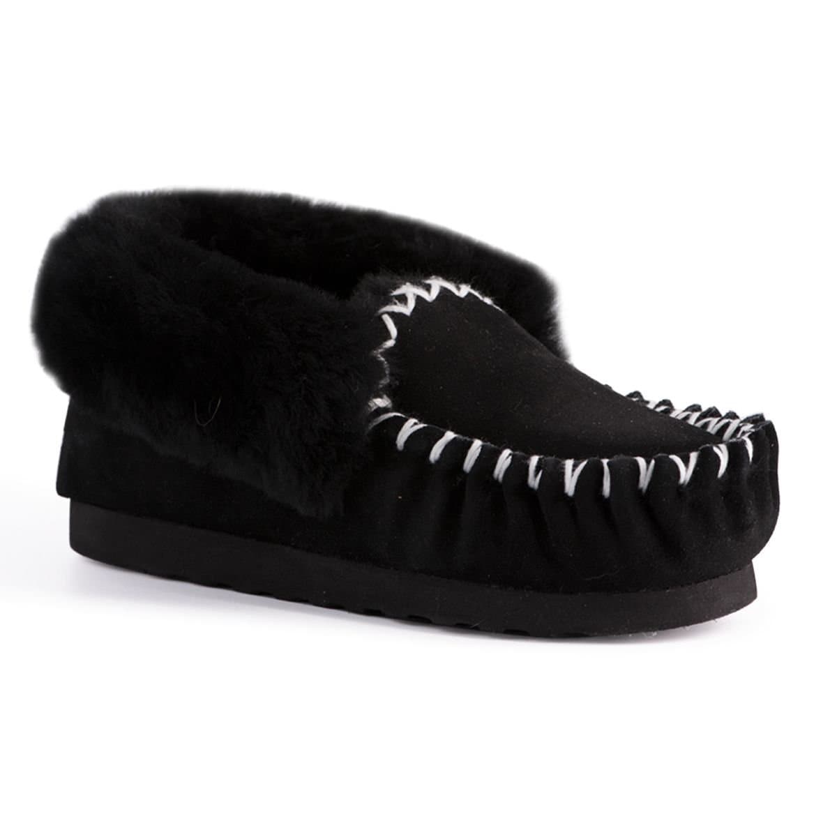 Aus Wooli Australia Aus Wooli Australia Women's Hand Stitched Sheepskin Moccasin in Black