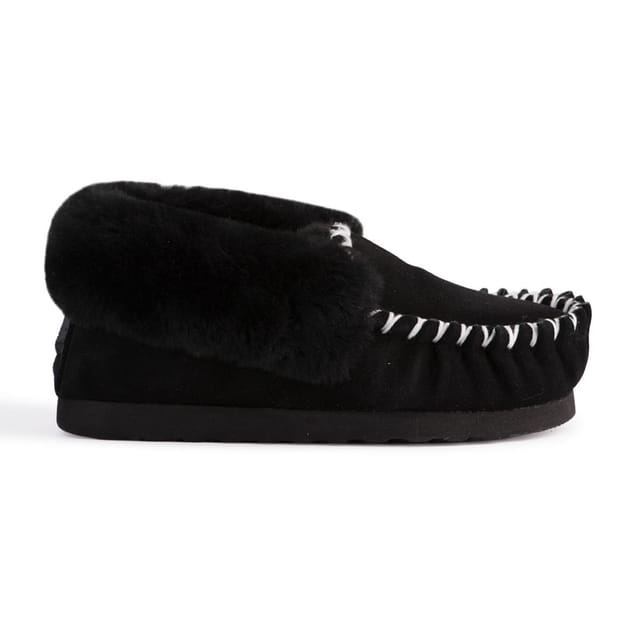Aus Wooli Australia Aus Wooli Australia Women's Hand Stitched Sheepskin Moccasin in Black - 2