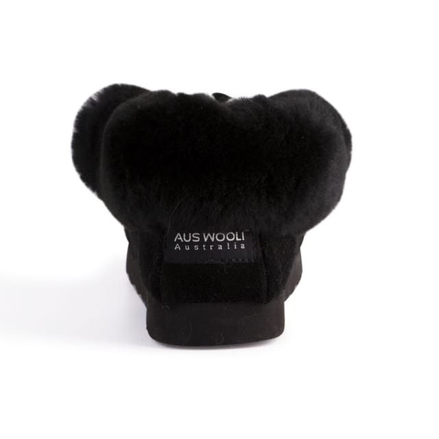 Aus Wooli Australia Aus Wooli Australia Women's Hand Stitched Sheepskin Moccasin in Black - 3
