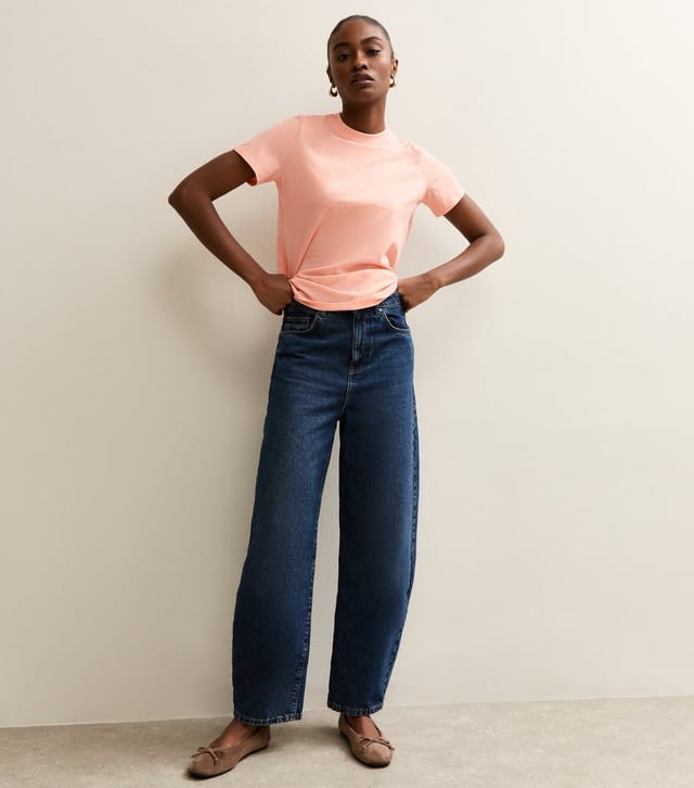 New Look Women's Light Coral Cotton Crew Neck T-Shirt New Look - 3