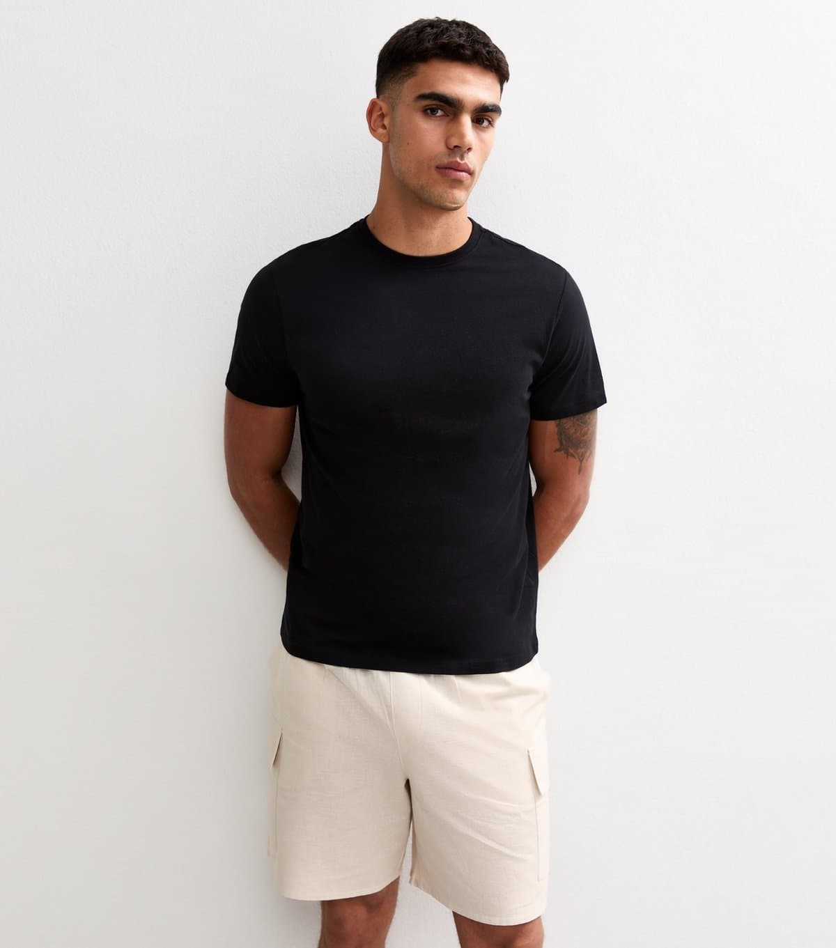 New Look Men's Oatmeal Regular Drawstring Waist Cargo Shorts New Look