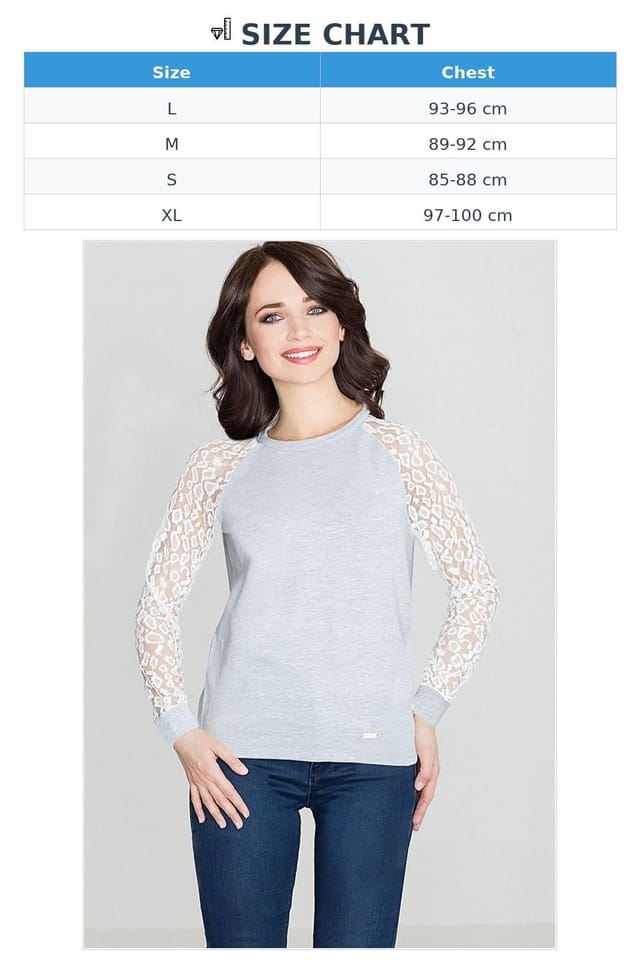 Love Lace Love Lace Women's Leopard Lace Sleeve Teardrop Back Blouse in Grey - 3