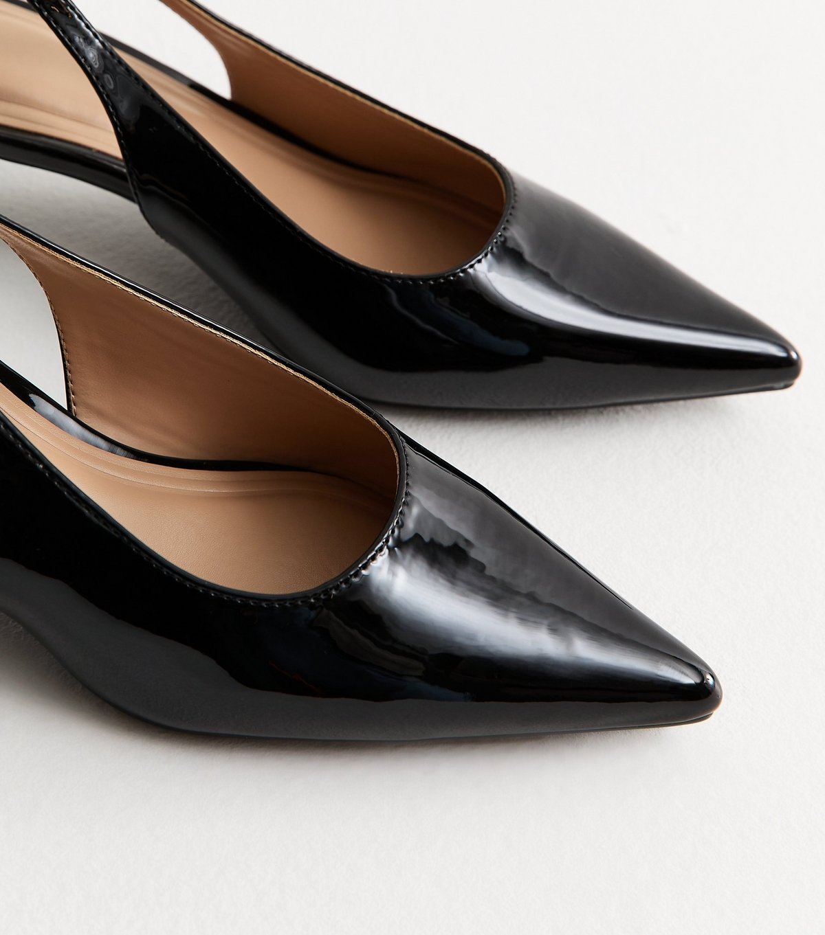 New Look Women's Truffle Black Patent Leather Kitten Heel Slingback Pumps New Look - 3