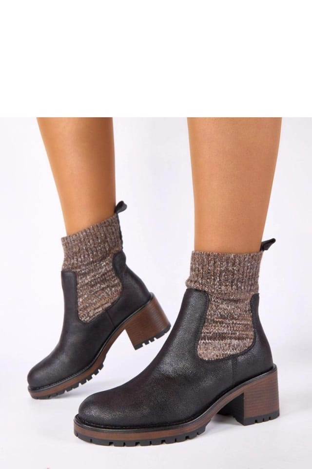 Love Lace Love Lace Women's Sock Like Ankle Boots With Stable Heel For Everyday Wear in Black - 2