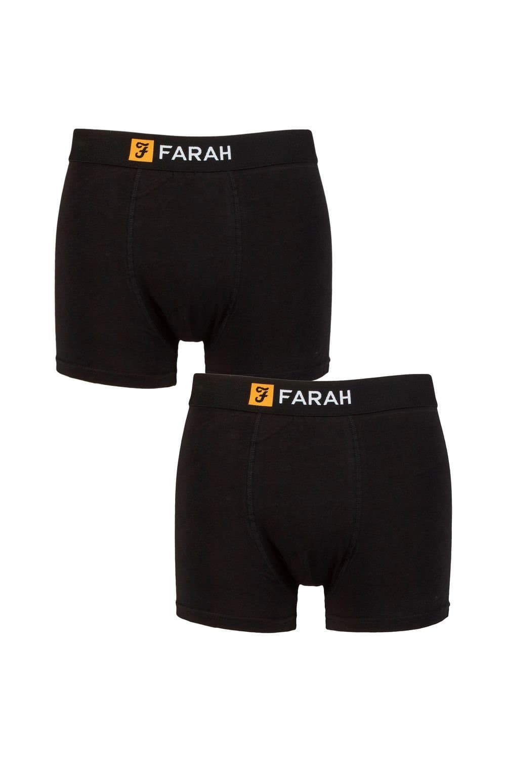 Farah FARAH Men's Mens 2 Pack Plain Cotton Classic Fitted Trunks in Black
