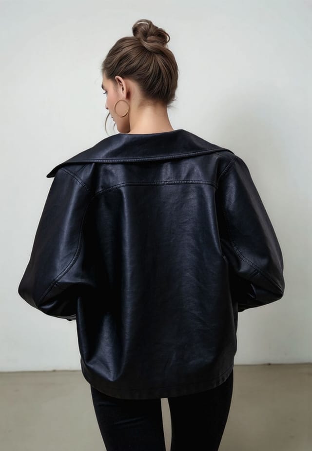 Divine Grace Divine Grace Women's Black Faux Leather Biker Jacket - 3