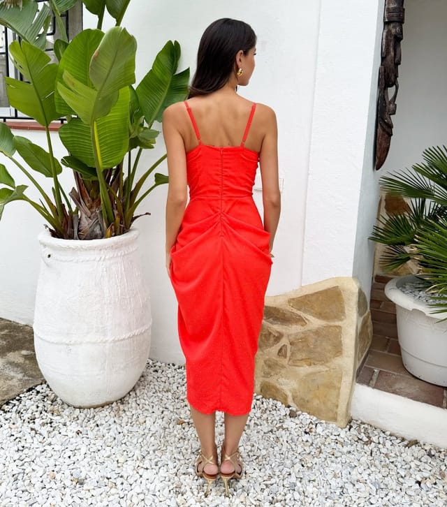 AX Paris Women's Burnt Orange Ruched Cowl Neck Midi Dress AX Paris New Look - 3