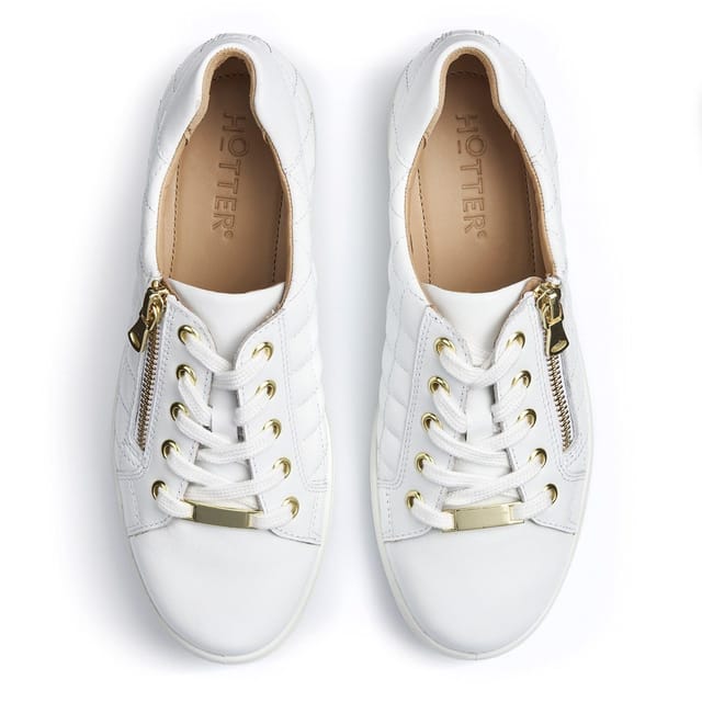 Hotter Hotter Women's Wide Fit 'Wonder' Quilted Trainers in White - 3
