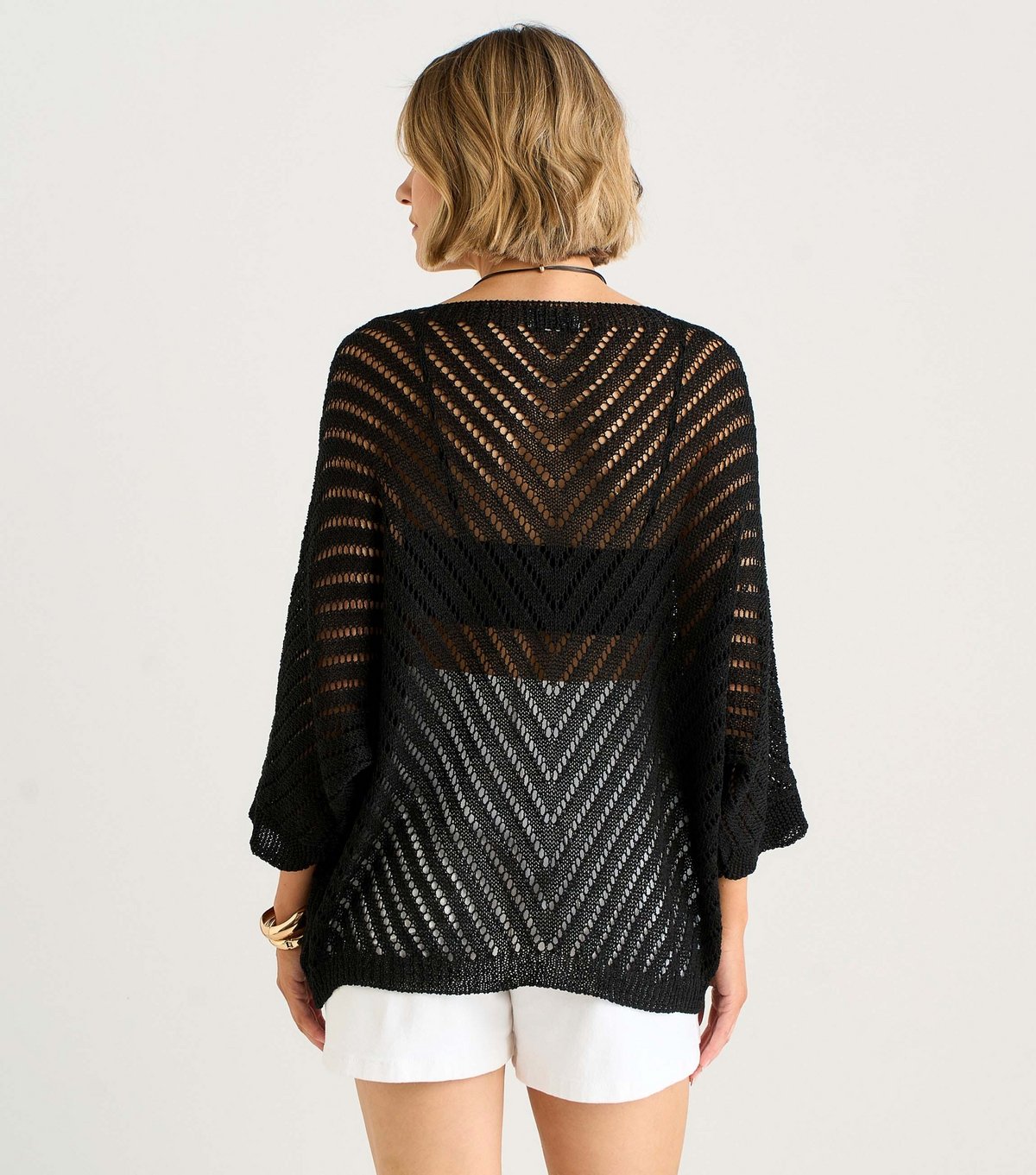 Gini London Women's Black Crochet V-Neck Top Gini London New Look - 4