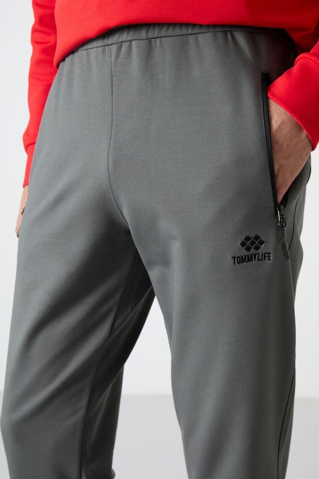 Tommy Life Tommy Life Men's Solid Pull-on Sweatpants With Zip Pocket in Charcoal - 3