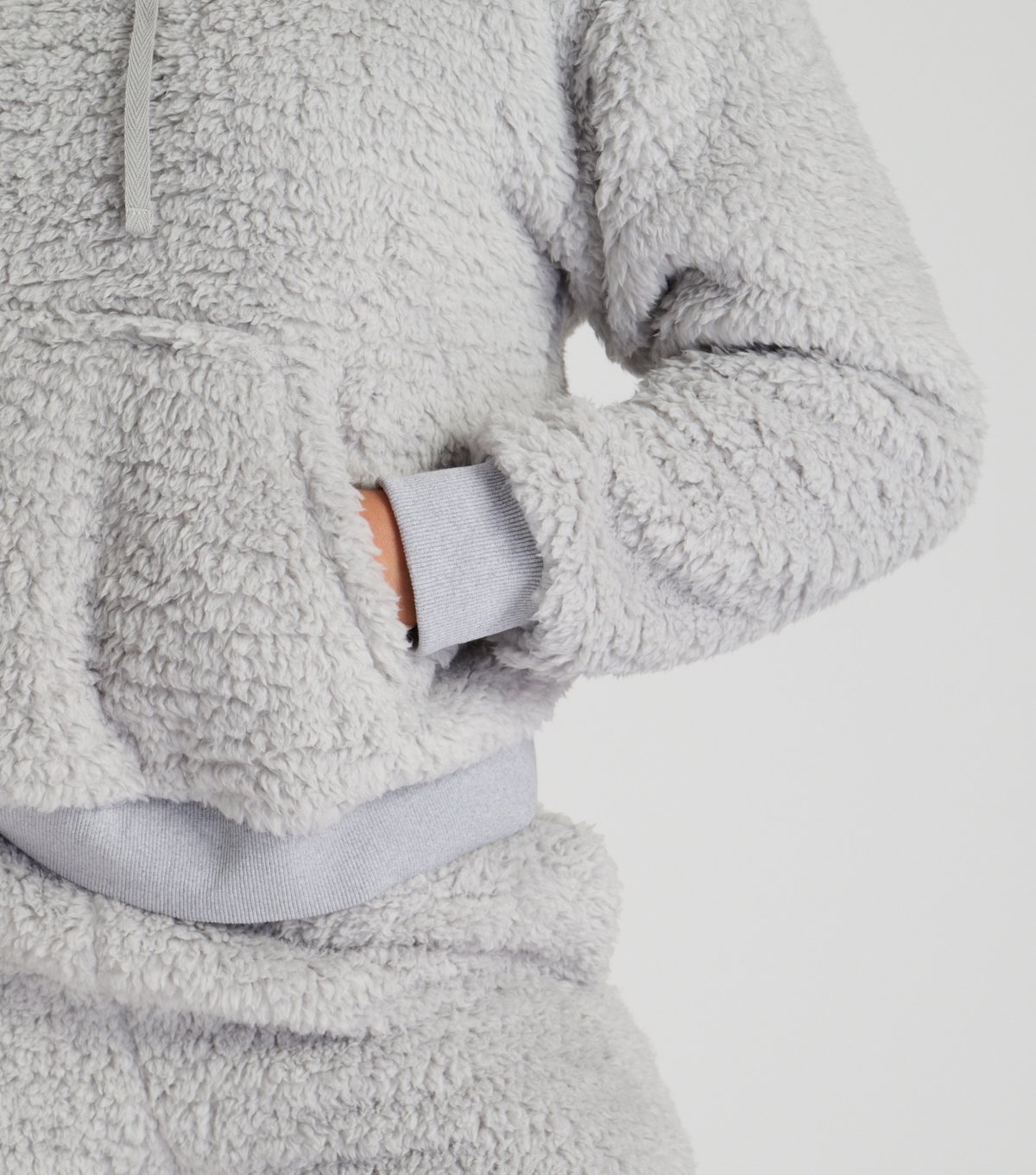 Loungeable Women's Light Grey Borg Hoodie And Jogger Lounge Set Loungeable New Look - 4