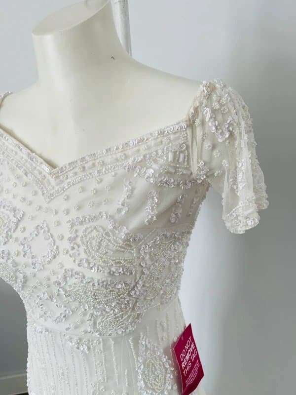 SistaGlam Sistaglam White Sequin Maxi Dress – Bridal / Wedding / Occasion – Size UK 10
