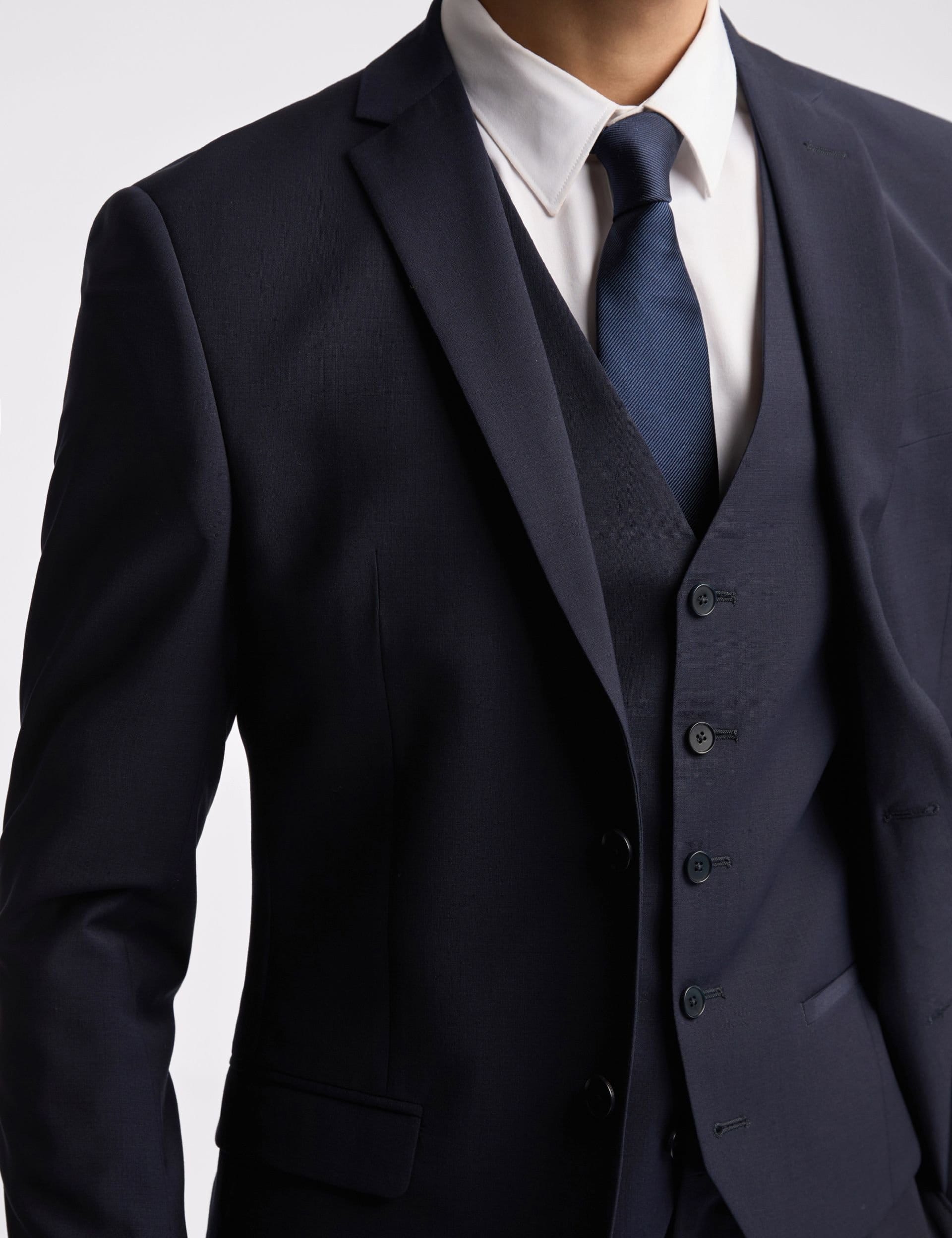 Ted Baker Ted Baker Men's Premium Navy Panama Slim Suit Jacket - 4
