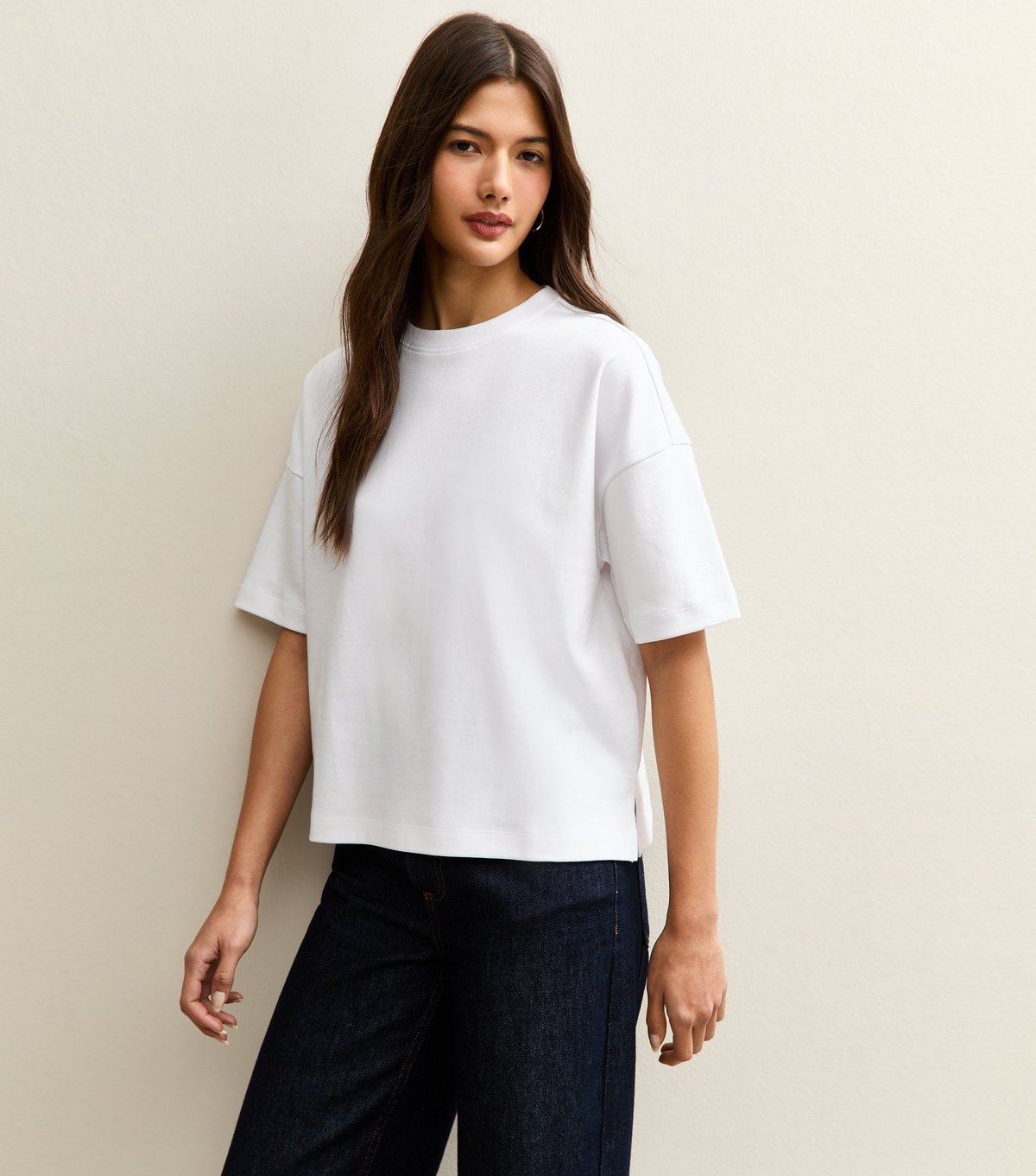 New Look Women's Premium White Heavyweight Cotton Side Split T-Shirt New Look - 2