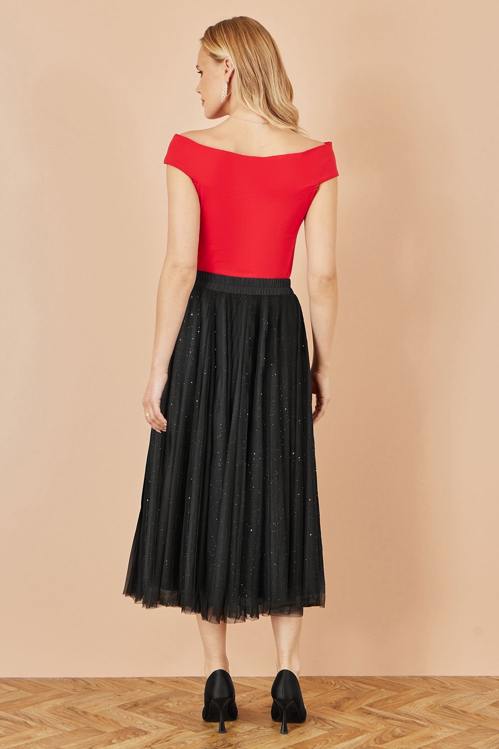 Yumi Yumi Women's Black Sparkle Mesh Tulle Skirt - 3