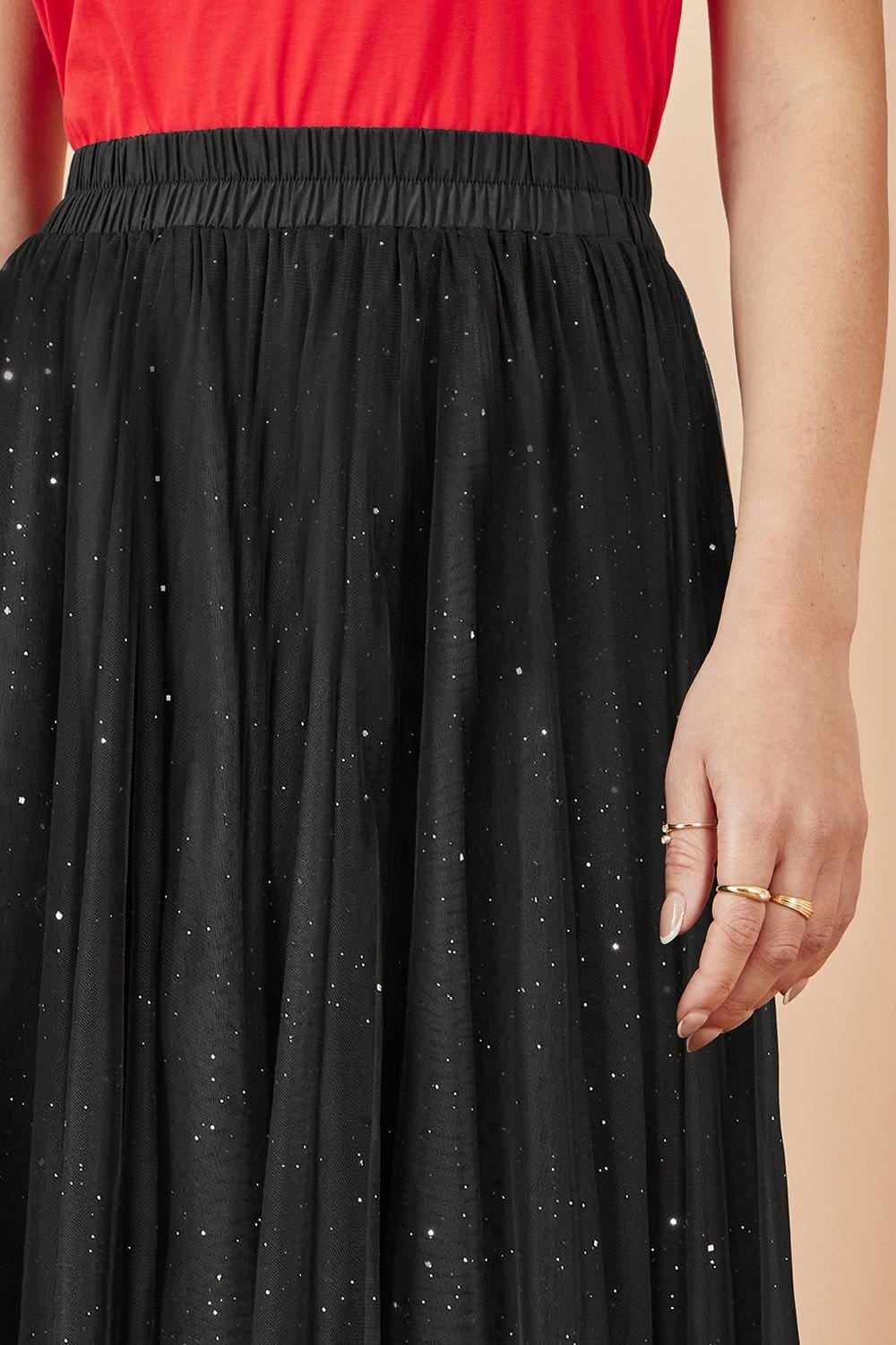 Yumi Yumi Women's Black Sparkle Mesh Tulle Skirt - 4