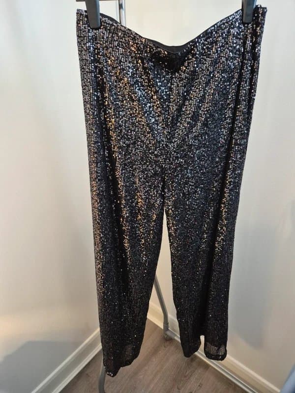 New Look Wide Leg Sequin Sparkle Trousers