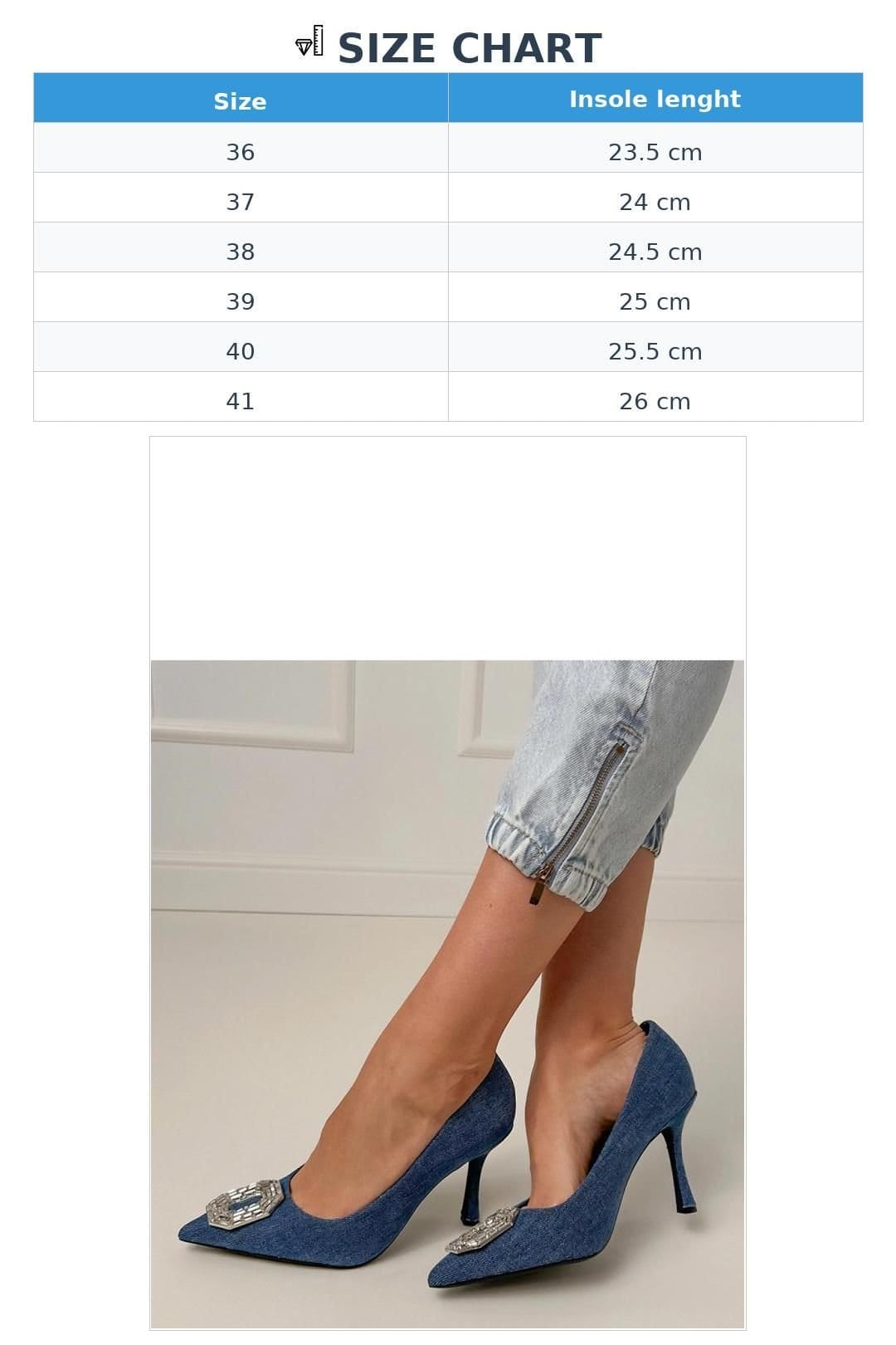 Love Lace Love Lace Women's Elegant Slip On High Heels with Zircon Sparkle Applique in Blue - 4