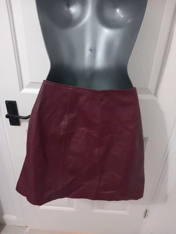 Bershka Bershka burgundy faux leather skirt size large new without tags