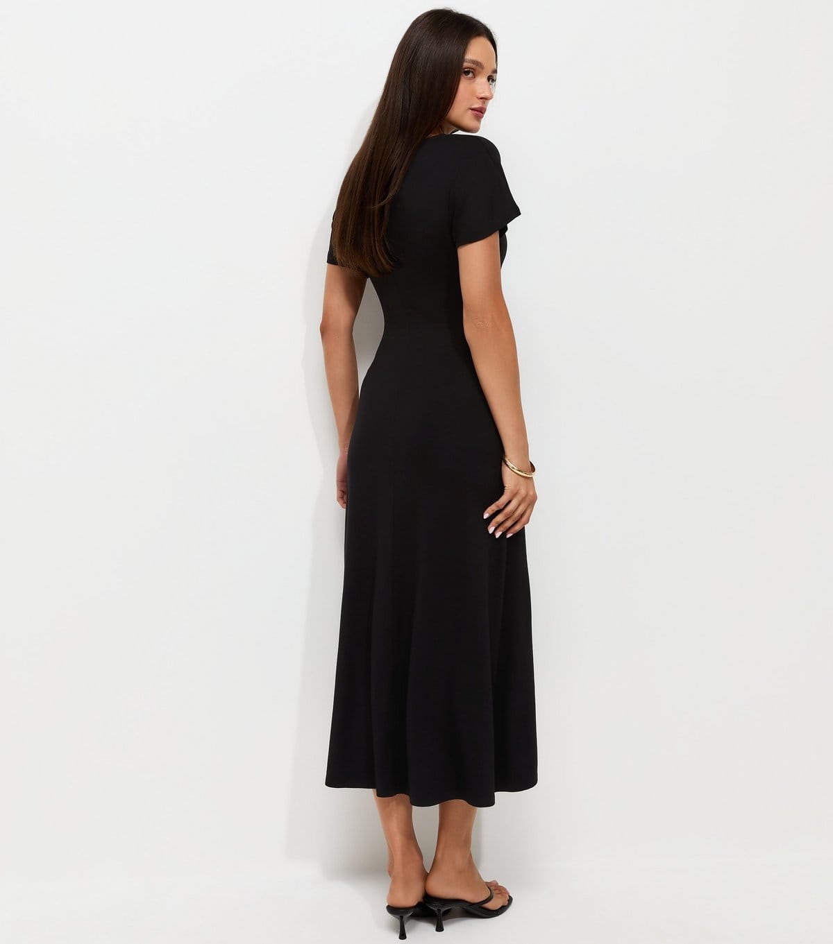 New Look Women's Black Sculpted Buckle Short Sleeve Midi Dress New Look - 4