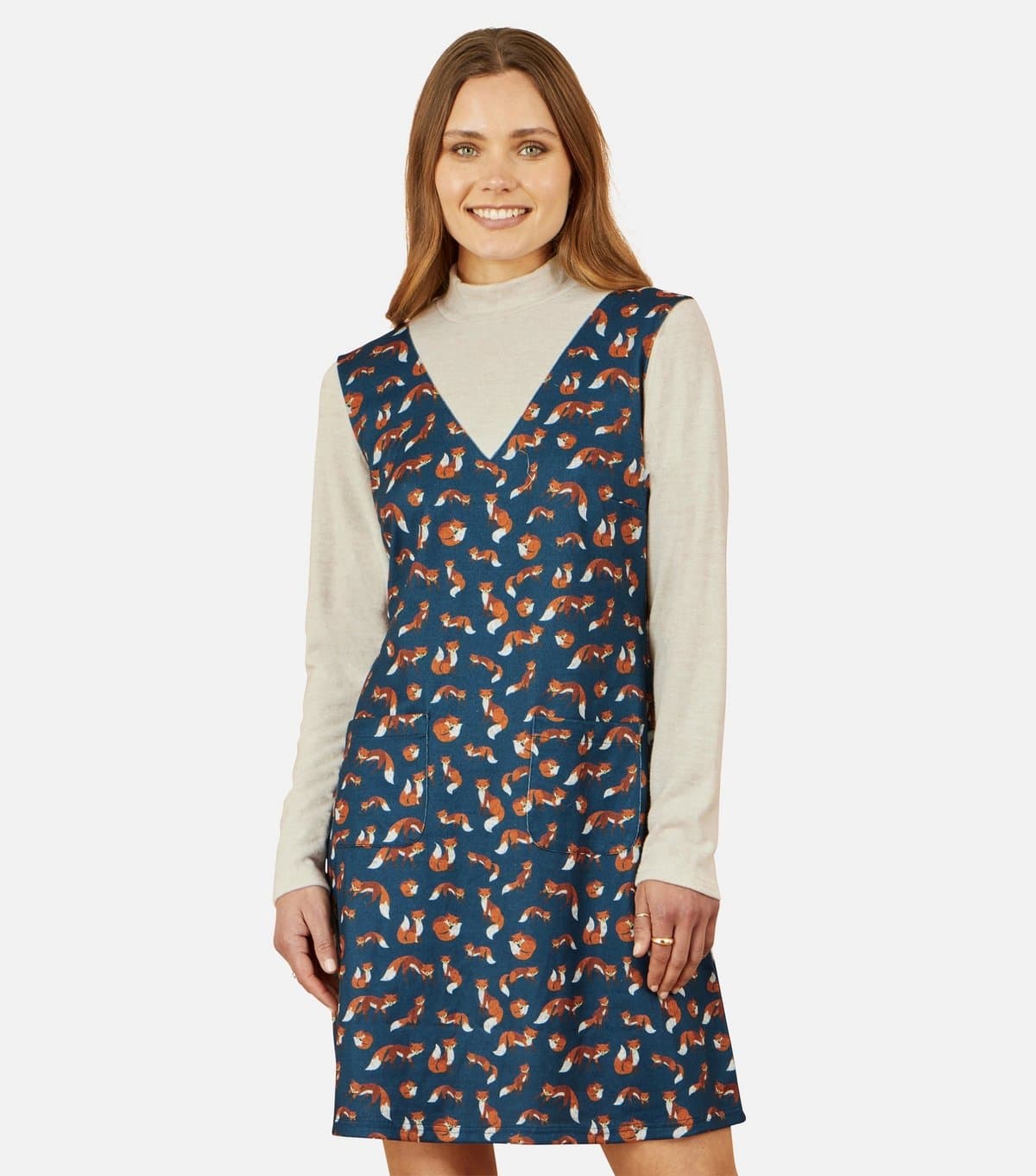 Yumi Women's Blue Fox Print Dress Yumi New Look