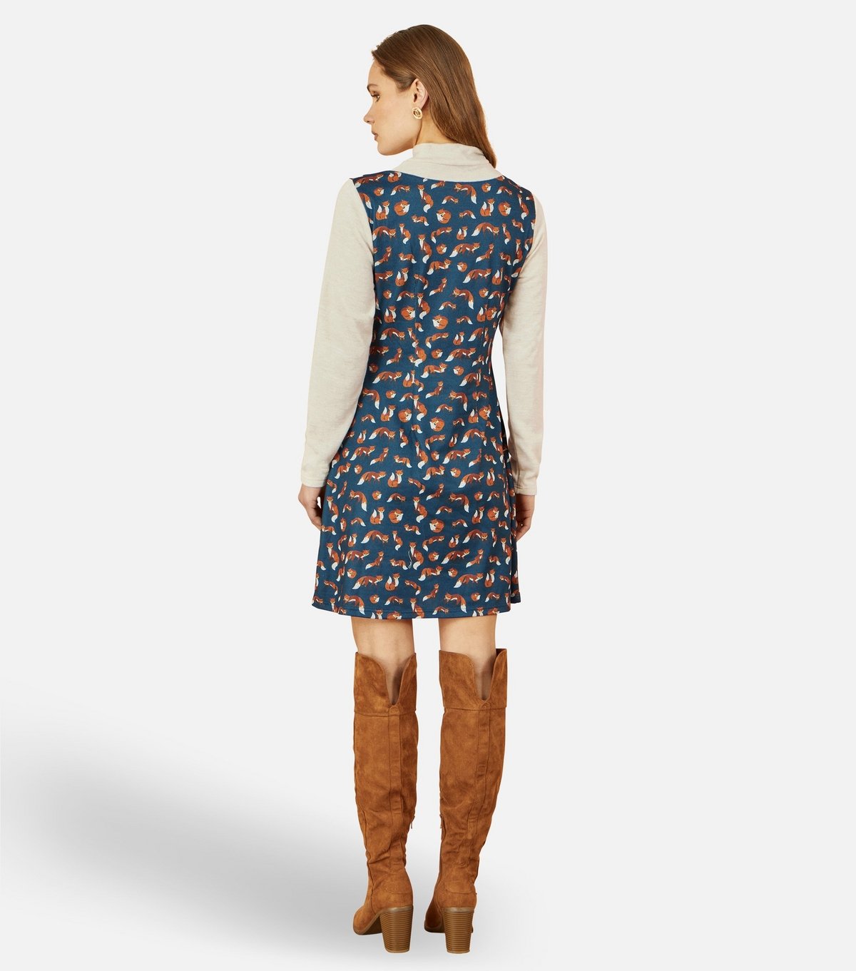 Yumi Women's Blue Fox Print Dress Yumi New Look - 4