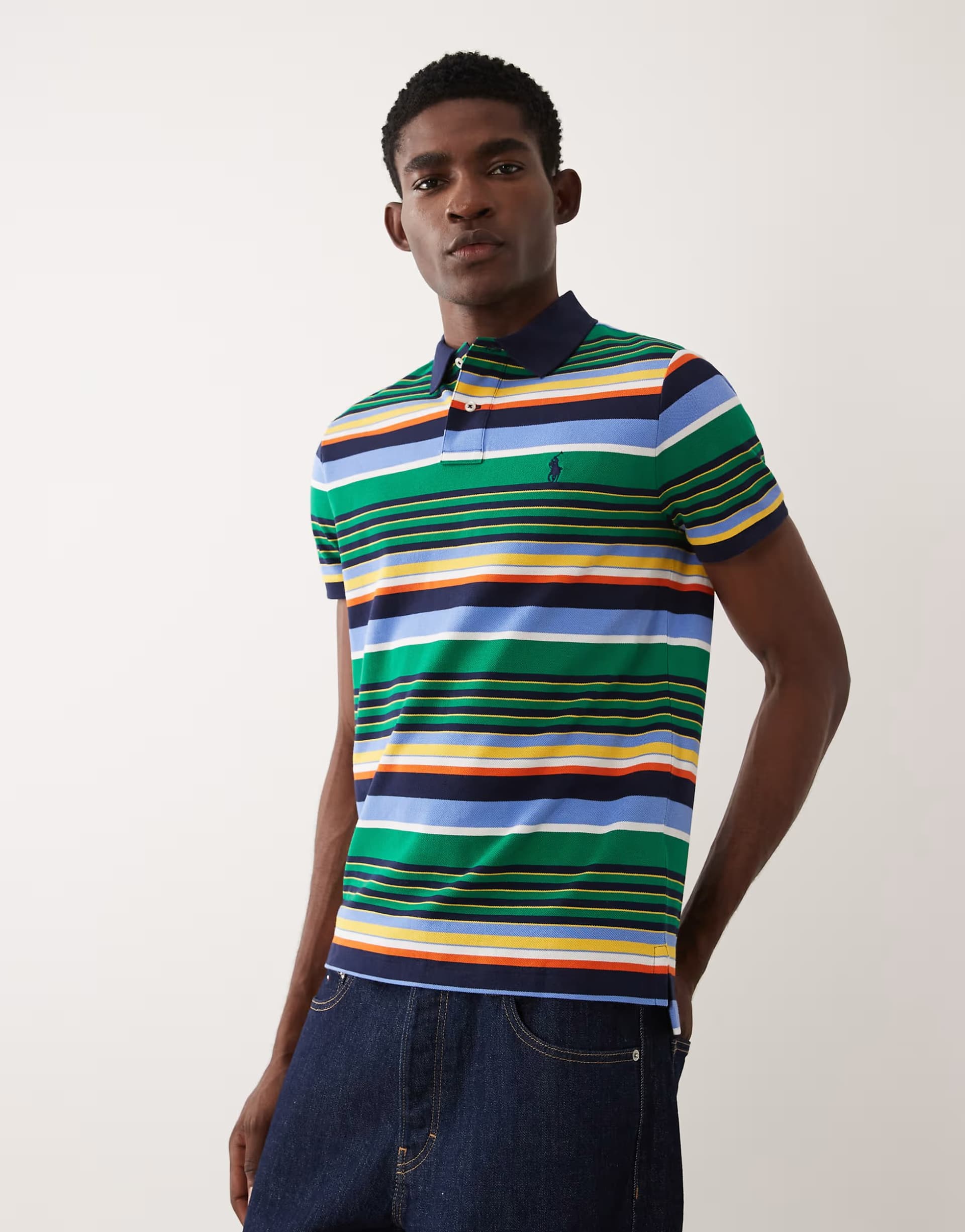 ASOS Polo Ralph Lauren icon logo pique striped polo shirt in multi