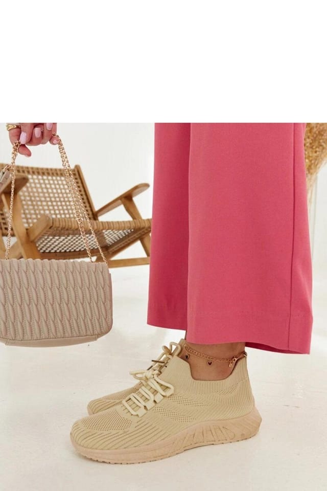 Love Lace Love Lace Women's Summer Sport Fabric Sneakers with Cushioned Rubber Sole in Beige - 2