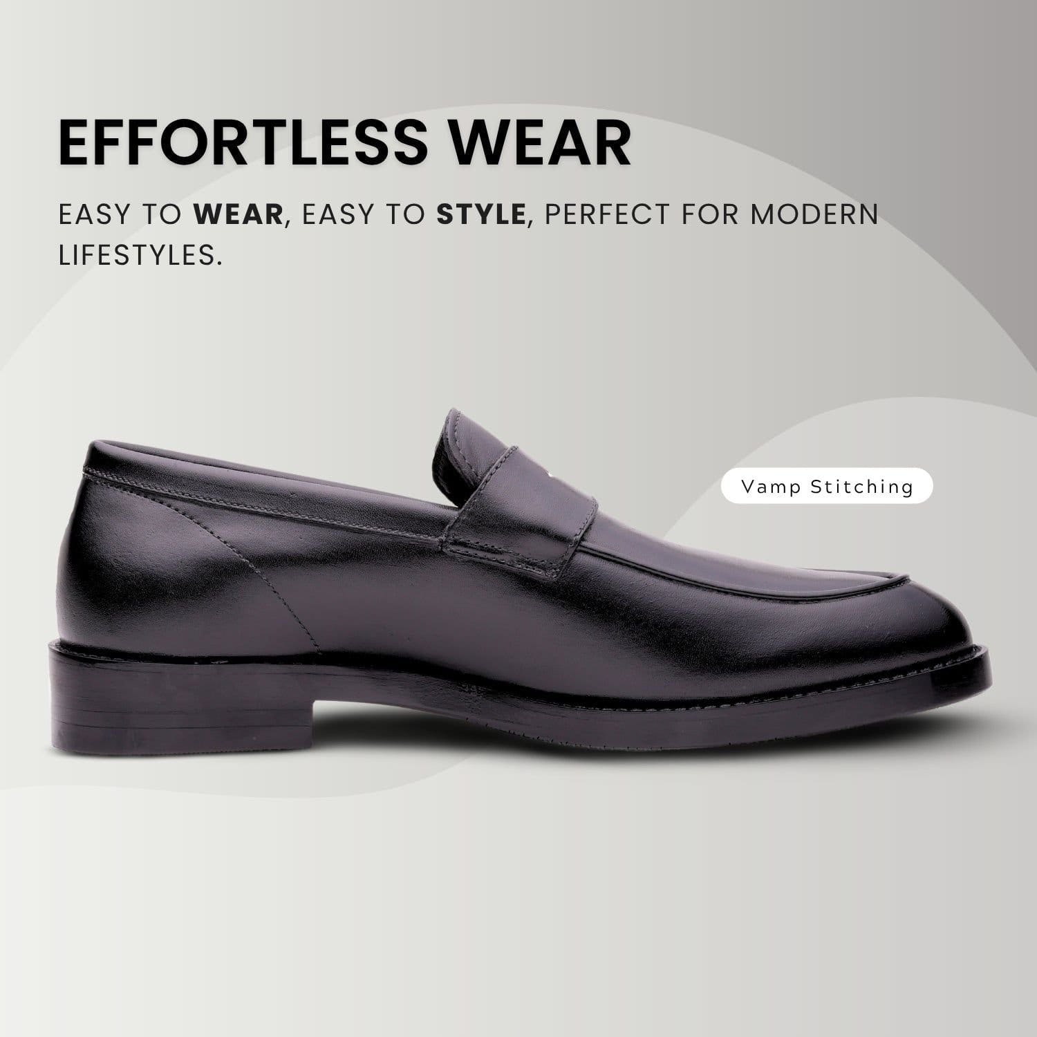 QUIVE London QUIVE London Men's Bending Black Leather Penny Loafers Formal Shoes with Warranty - 4
