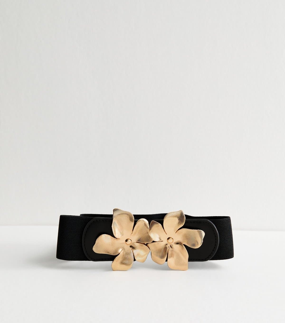 New Look New Look Black Flower Buckle Stretch Belt