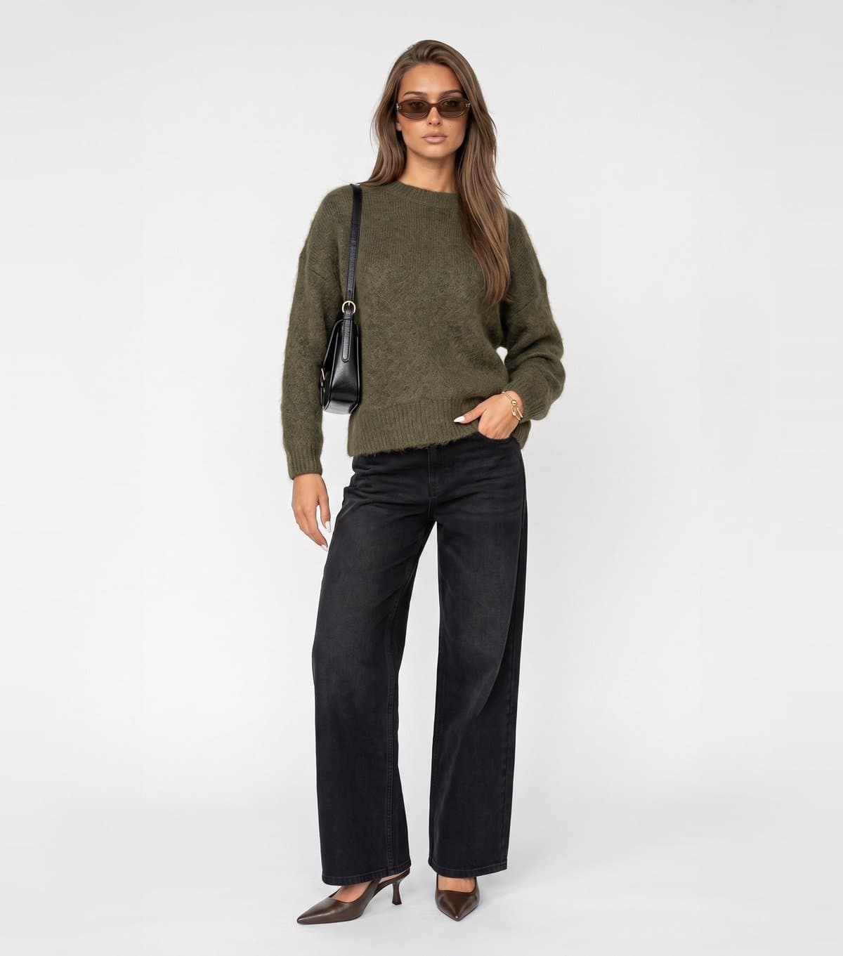 Urban Bliss Women's Light Khaki Knitted Crew Neck Jumper Urban Bliss New Look