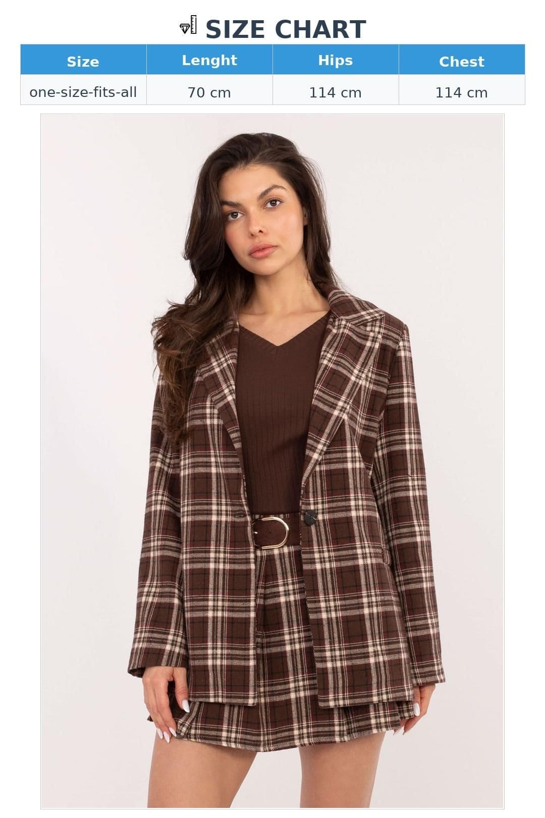 Love Lace Love Lace Women's Classic Check Cotton Blend Blazer for Work in Brown - 4