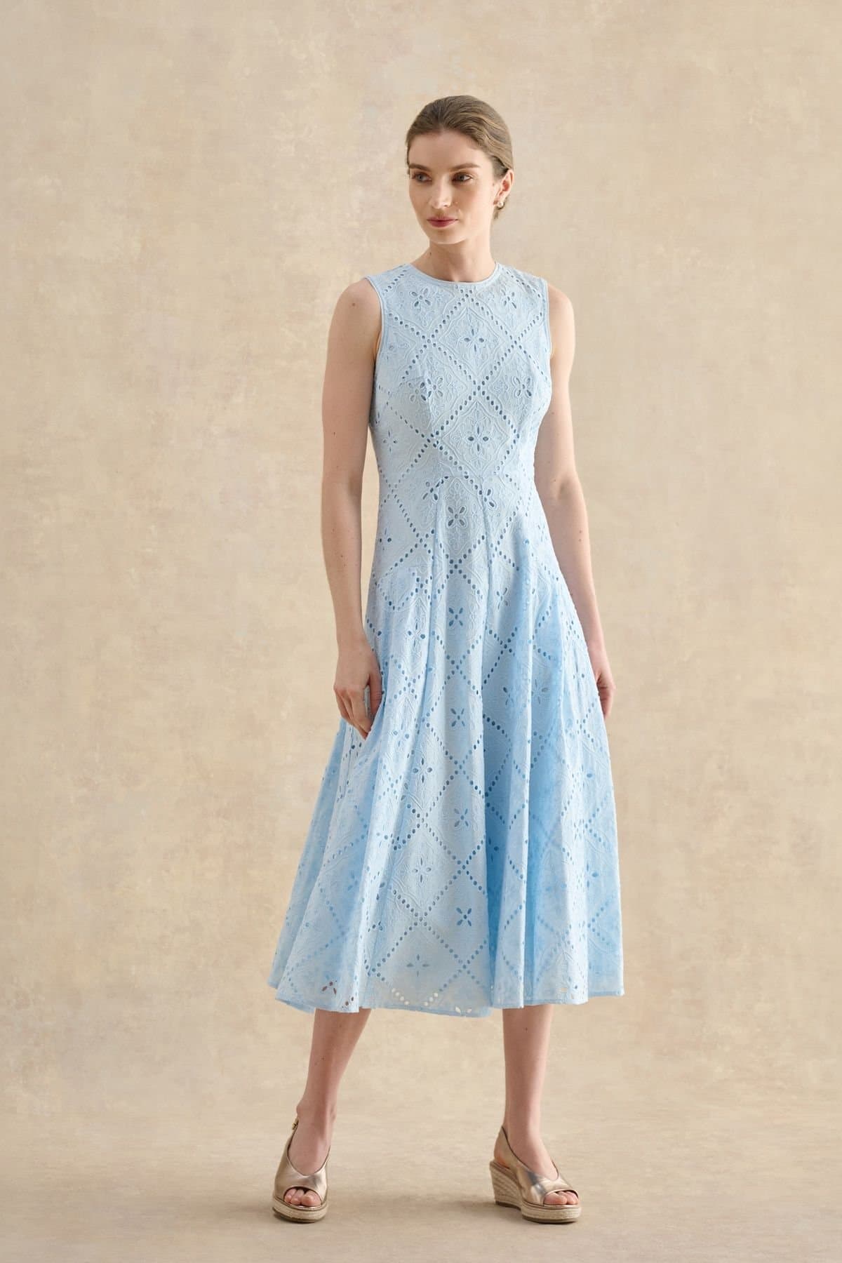 Hobbs London Hobbs London Women's Lexia Embroidered Dress in Baby Blue