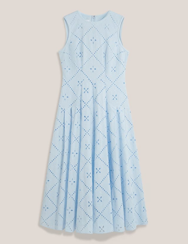 Hobbs London Hobbs London Women's Lexia Embroidered Dress in Baby Blue - 2