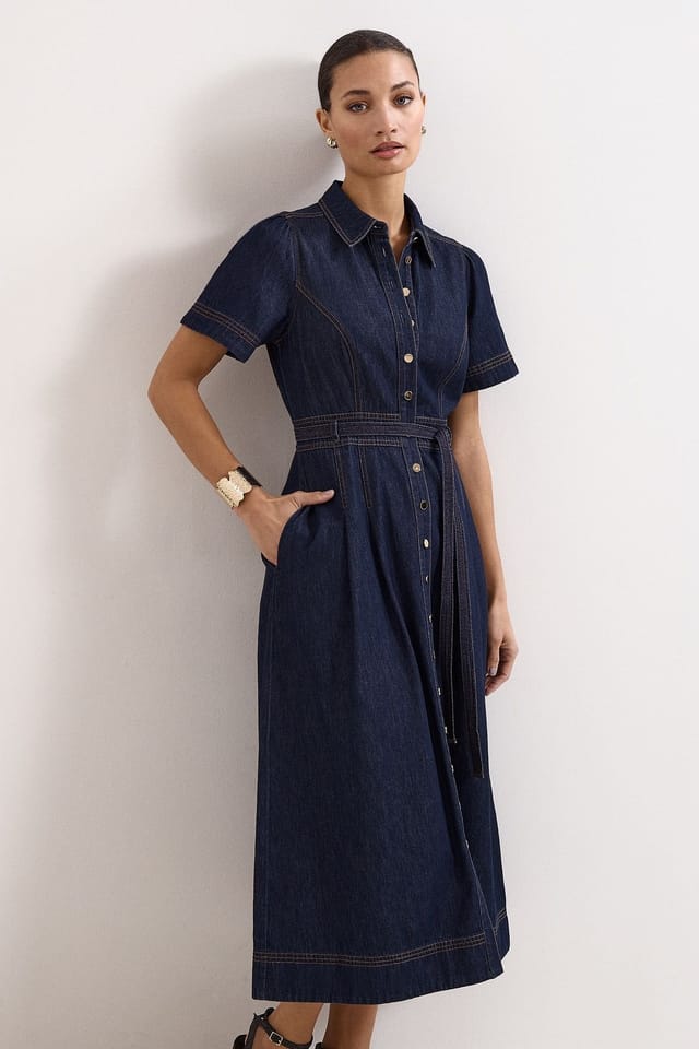 Phase Eight Phase Eight Women's Aven Denim Dress in Dark Indigo - 3