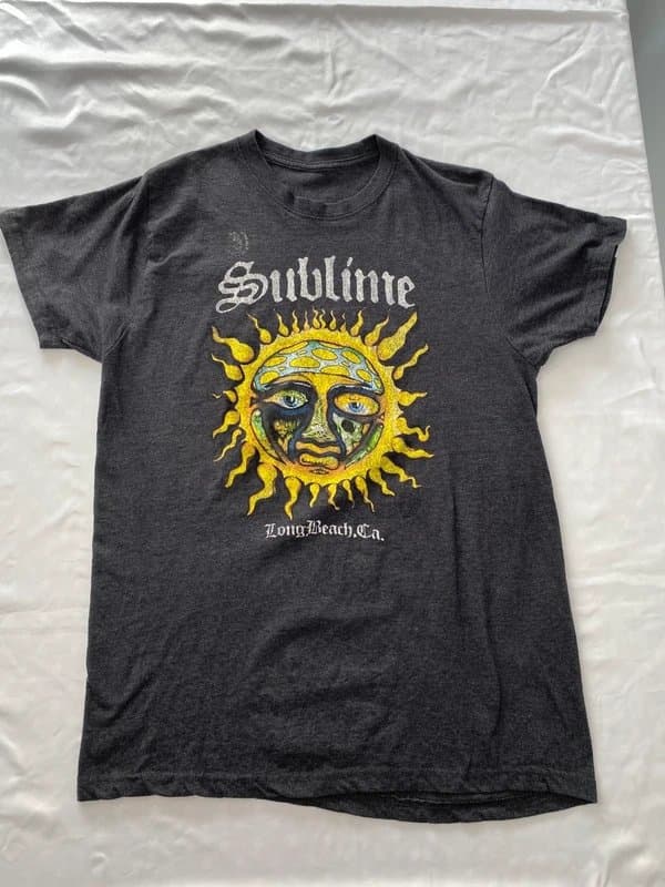 Sublime Sublime Long Beach CA Graphic Band T-Shirt Grey – Size L (Measures Large) Grunge Y2K